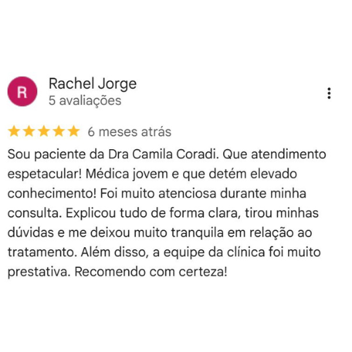 Depoimento Google Dra. Camila Coradi