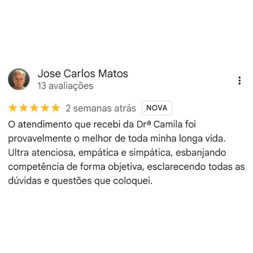 Depoimento Google Dra. Camila Coradi